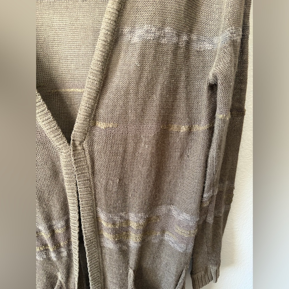 Free People Open Knit Green Brown Duster Cardigan Sweater Women’s Extra Small XS - Picture 13 of 14